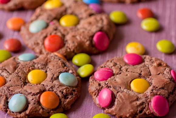 Chocolate smartie cookies